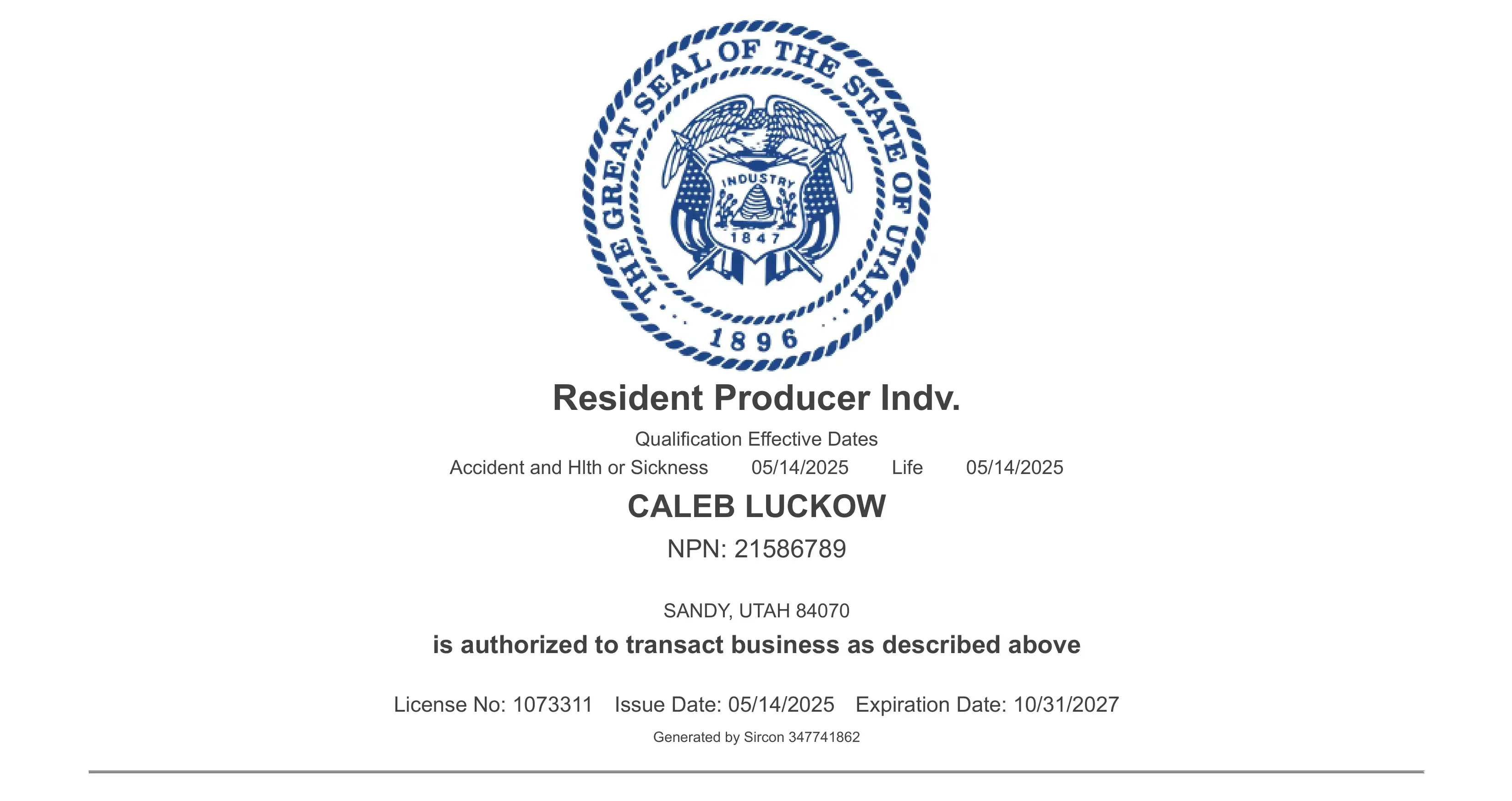 Life Accident and Health License Life Accident and Health License